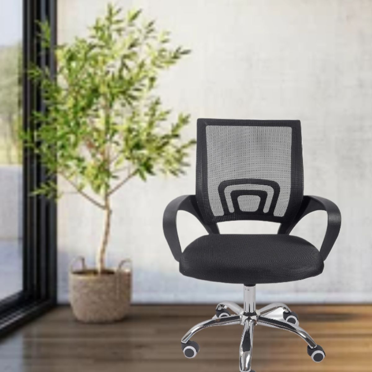 GENERICO - SILLAS ESCRITORIO ERGONÓMICAS EJECUTIVA GIRATORIA NEGRO BASE ACERO