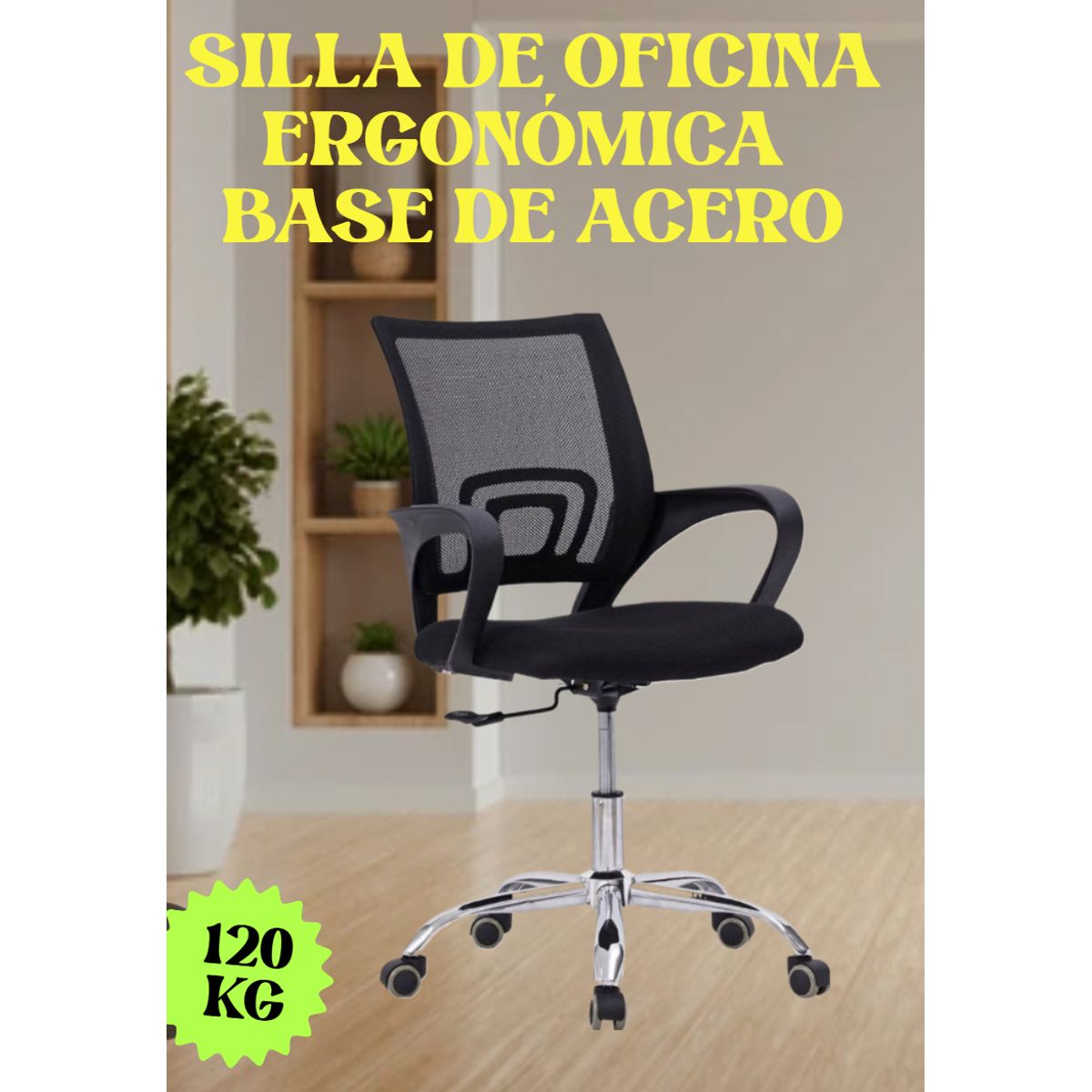 GENERICO - SILLA OFICINA ESCRITORIO GIRATORIO ERGONÓMICA TRANSPIRABLE BASE DE ACERO