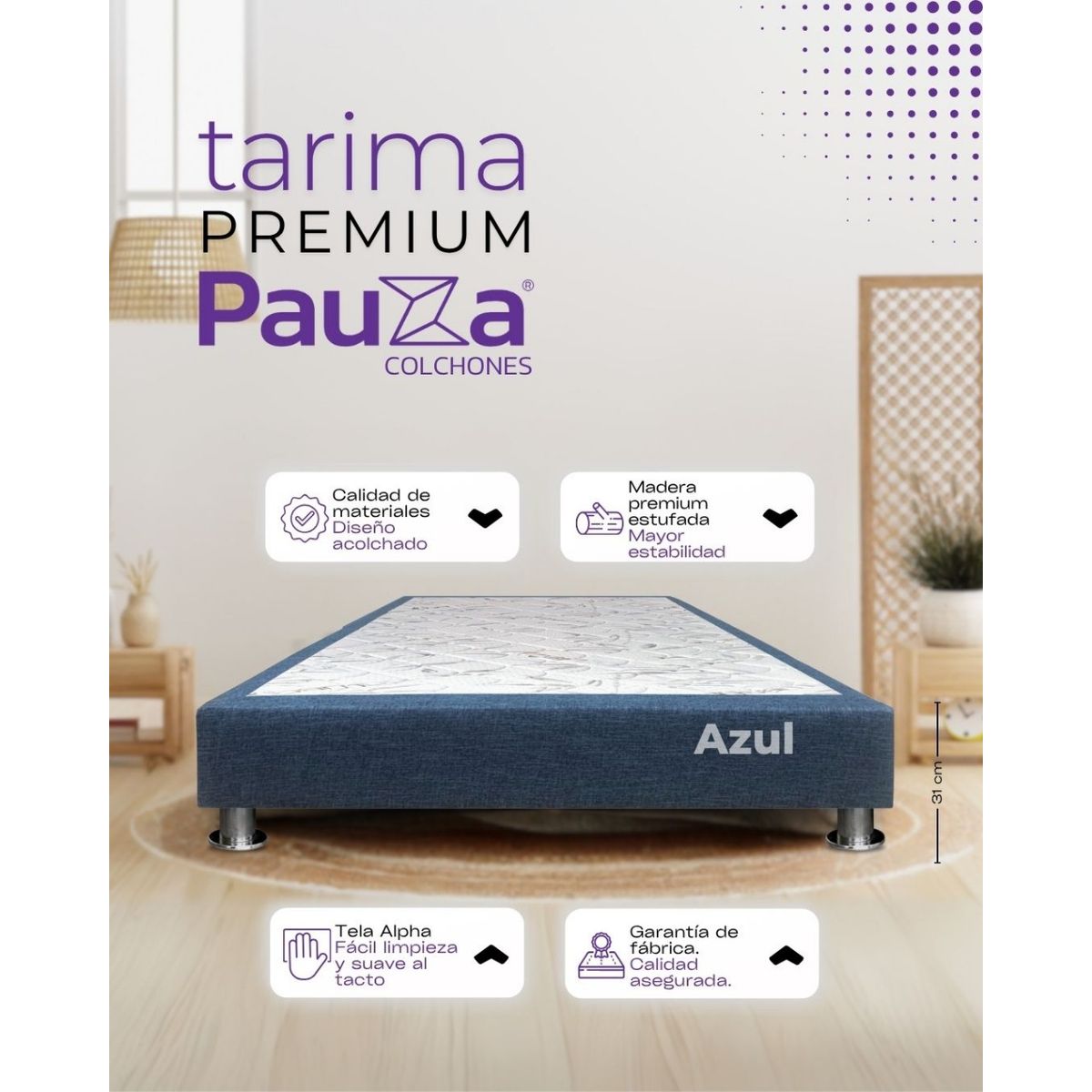 PAUZA - BASE BOX TARIMA PAUZA 2PLZ AZUL