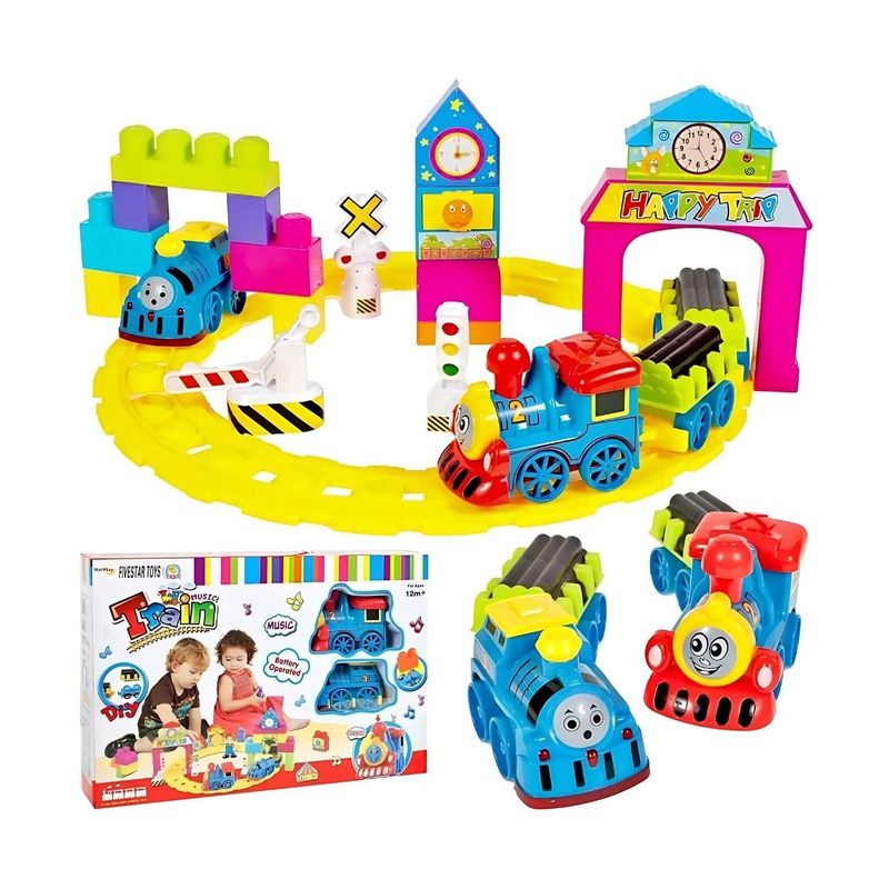 GENERICO - Playset Musical de Construcción Pista y Trenes Animados