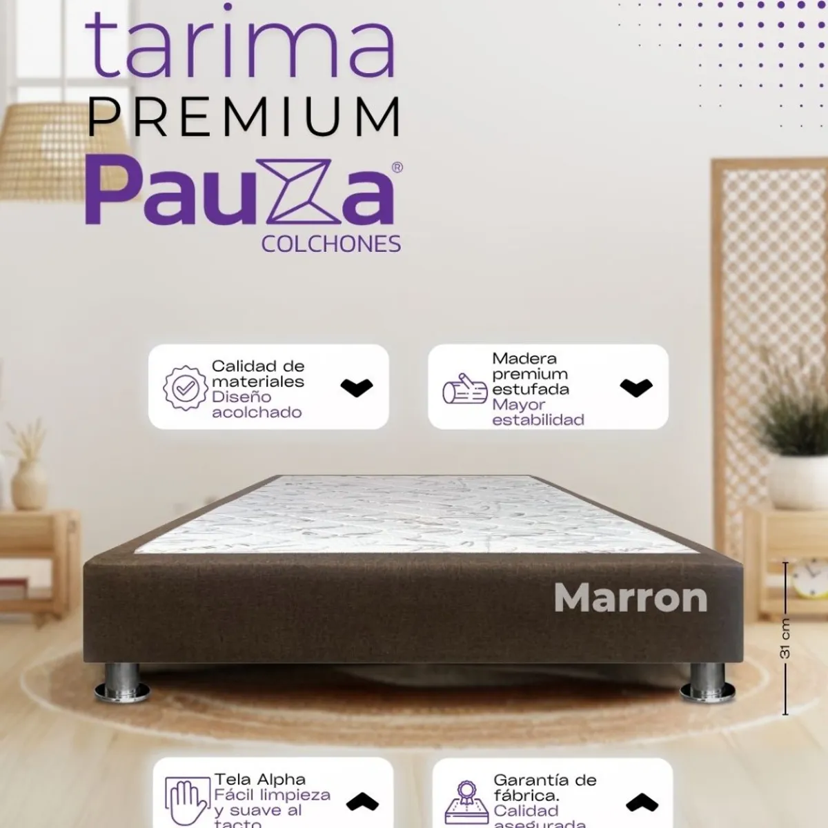 PAUZA - BASE BOX TARIMA PAUZA 1.5 PLZ MARRON