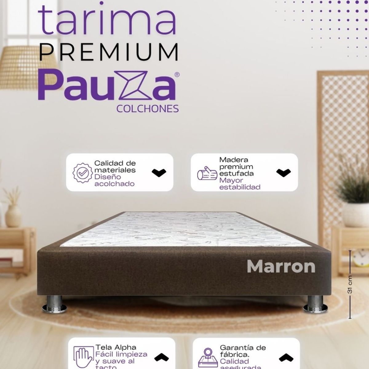 PAUZA - BASE BOX TARIMA PAUZA 2PLZ MARRON