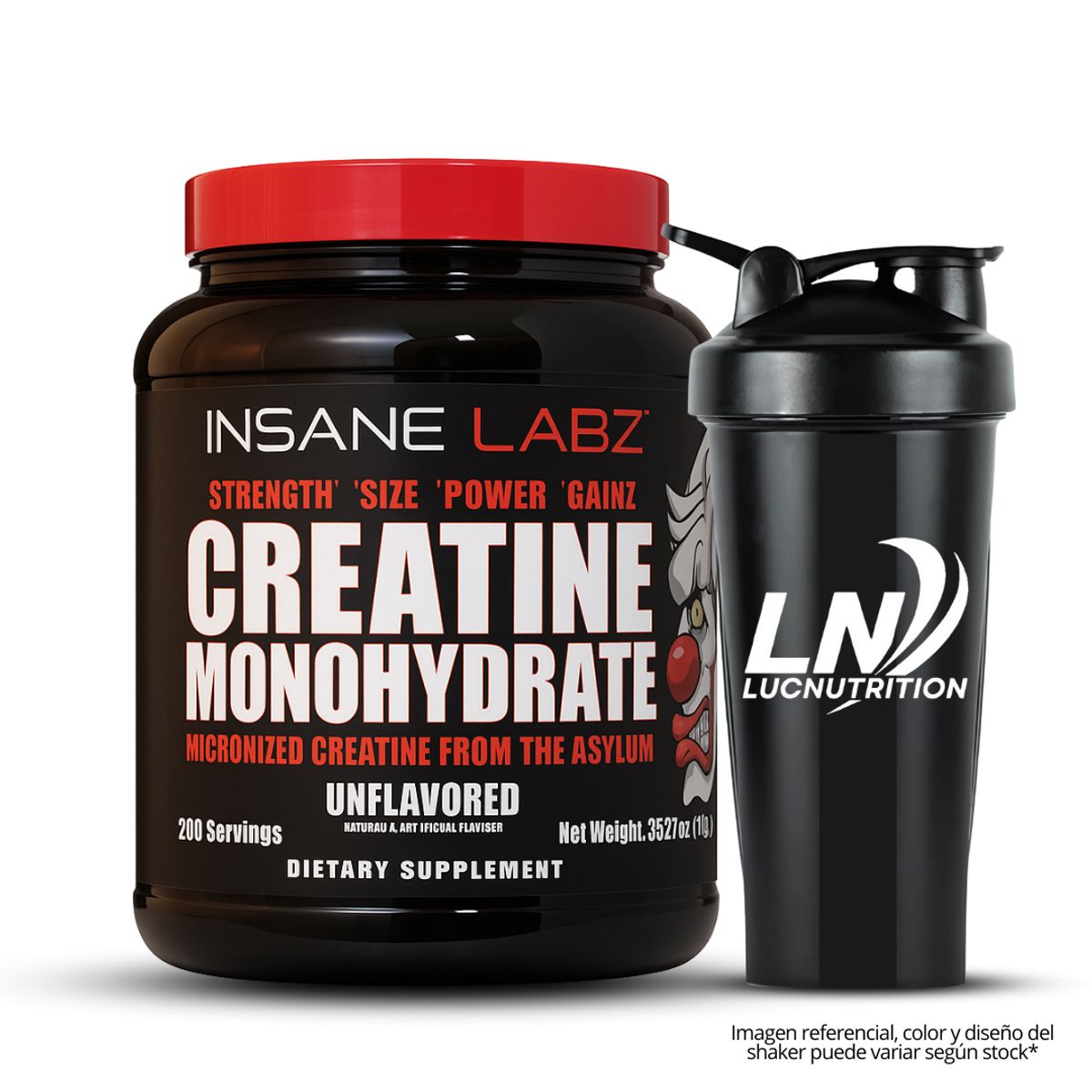 INSANE LABZ - Creatina Insane Labz 1 kg - 200 servicios + Shaker