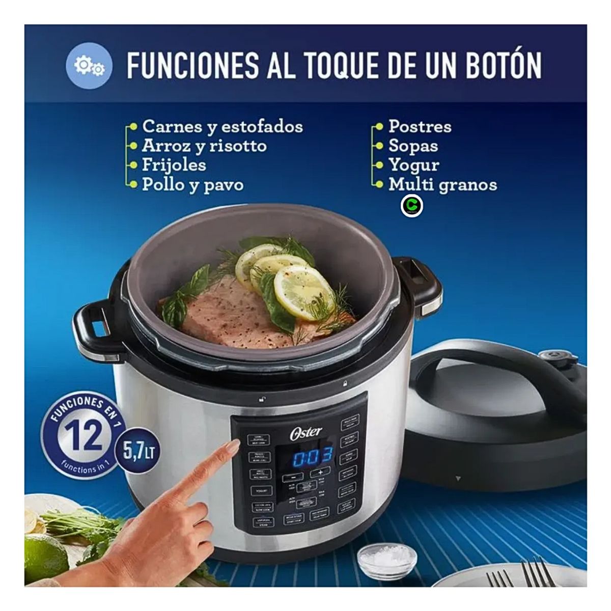 OSTER - Olla Multifunción Oster 12 Funciones de 5.7 Litros CKSTPCEC6801