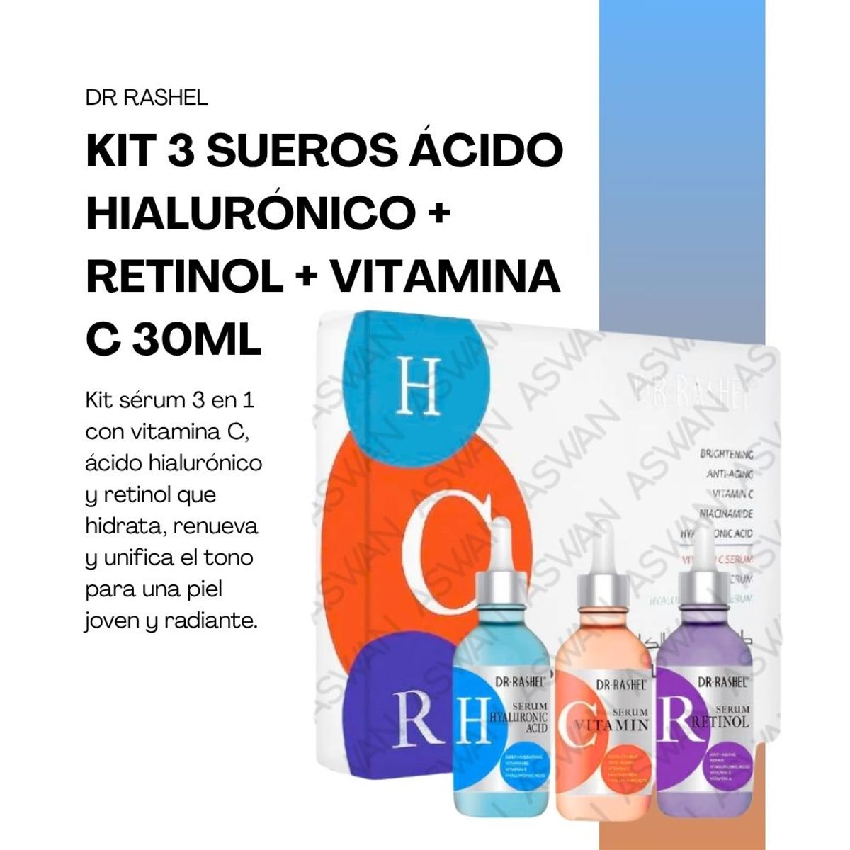 GENERICO - Kit Serum 3 en 1 Vitamina C Ácido Hialuronico Retinol 30ml - DR RASHEL