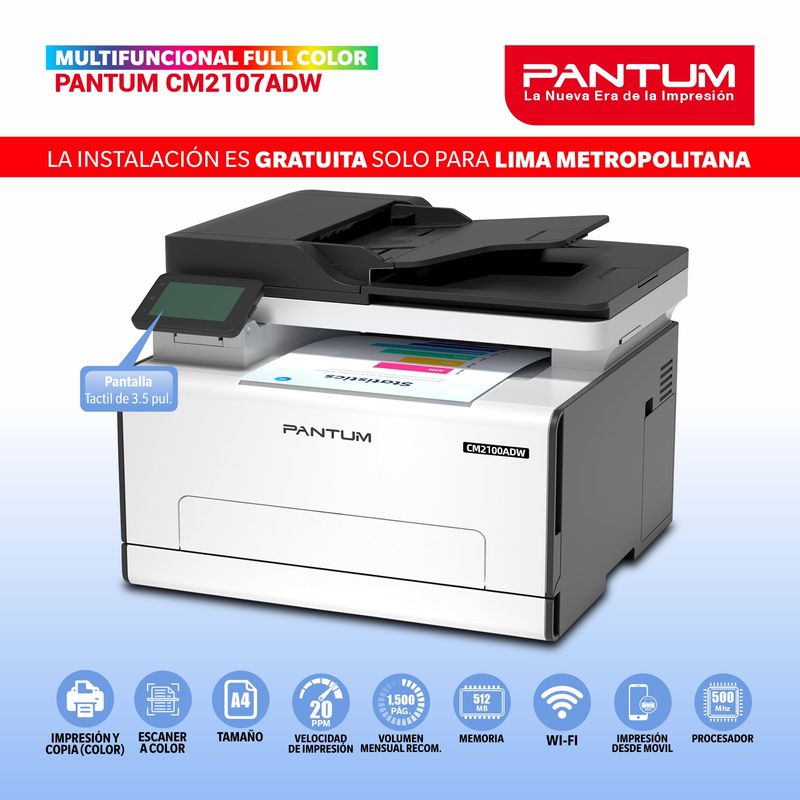 PANTUM - IMPRESORA MULTIFUNCIONAL LASER COLOR PANTUM CM2107ADW