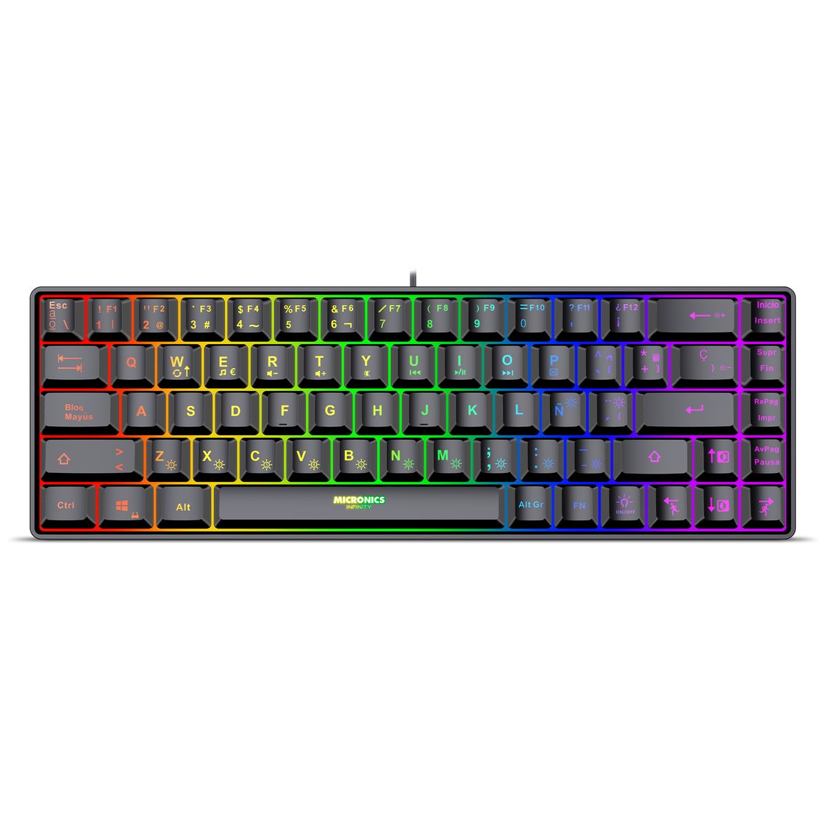 MICRONICS - Teclado Gamer RGB Slim 68 Teclas Micronics Infinity+ MIC K721+