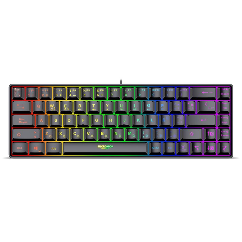 MICRONICS - Teclado Gamer RGB Slim 68 Teclas Micronics Infinity+ MIC K721+