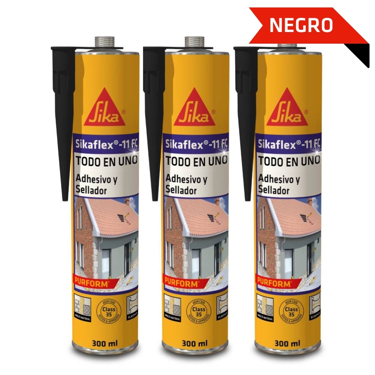 SIKA - Tripack Sellante elástico Sikaflex 11 FC Purform Negro 300ml