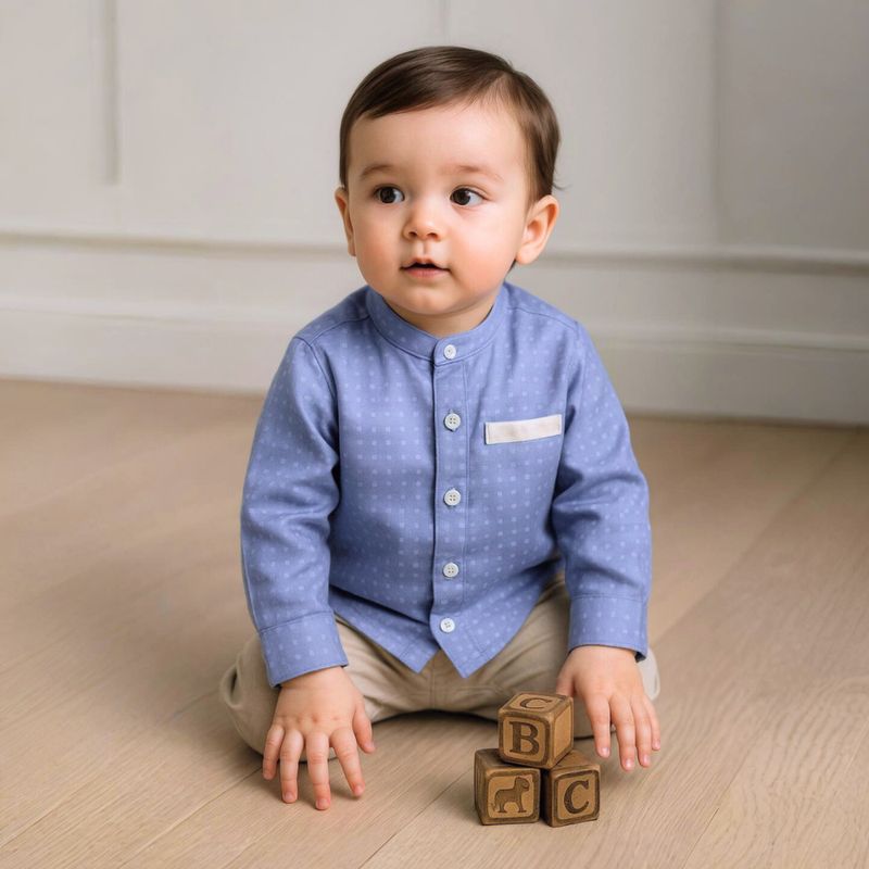 Bebé Camiseta Celeste Manga Larga Camisa Bebé Niño Manga Larga 100