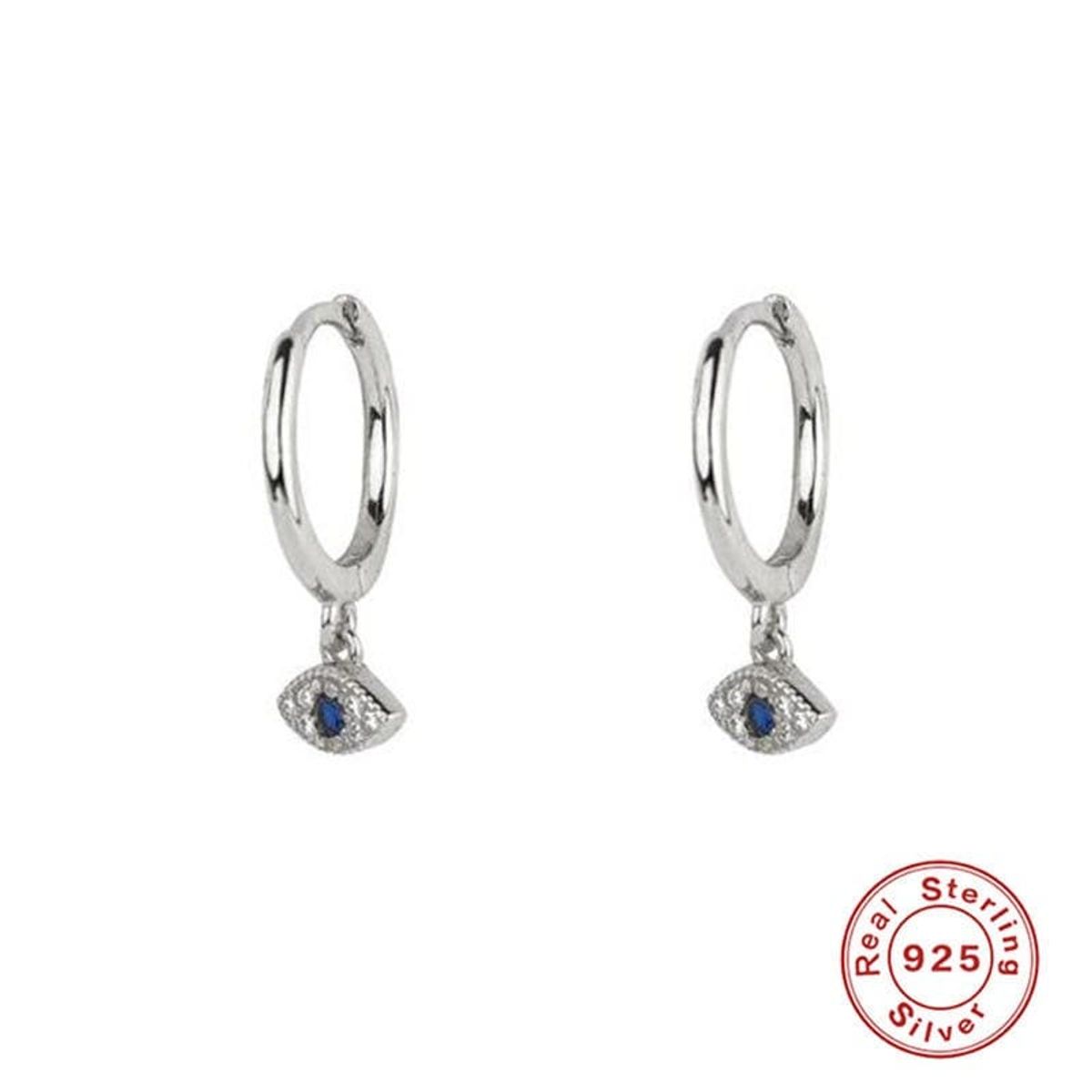 CLEO JOYAS & ACCESORIOS - Arete Argolla Ojo Turco Pendiente Plata