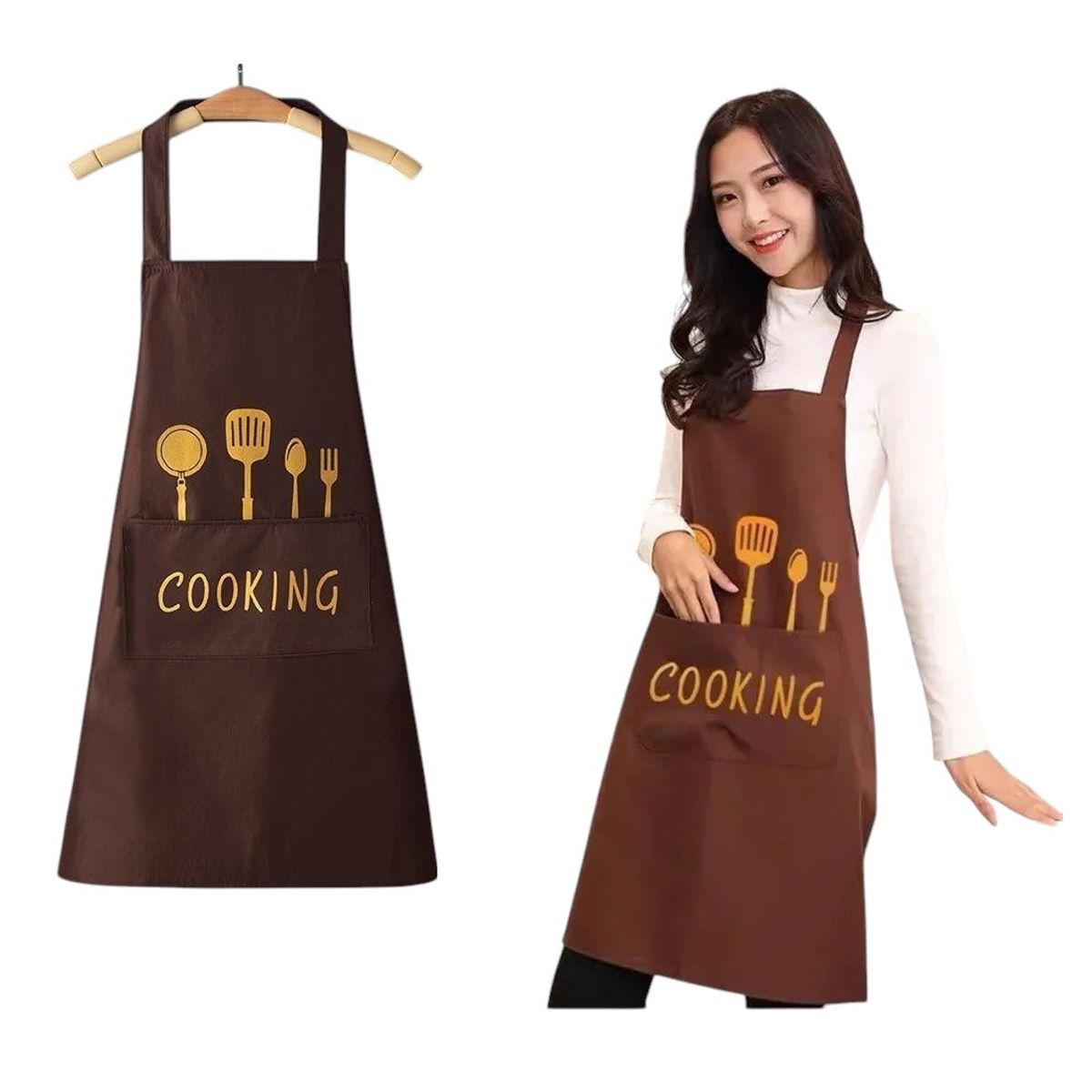 GENERICO - Mandil delantal de cocina con bolsillos