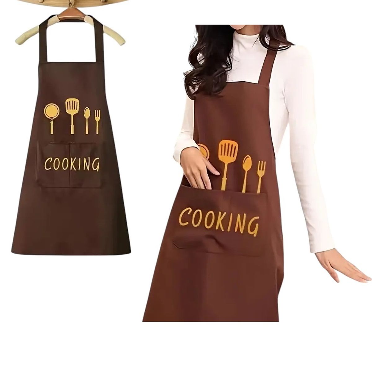 GENERICO - Mandil delantal de cocina con bolsillos