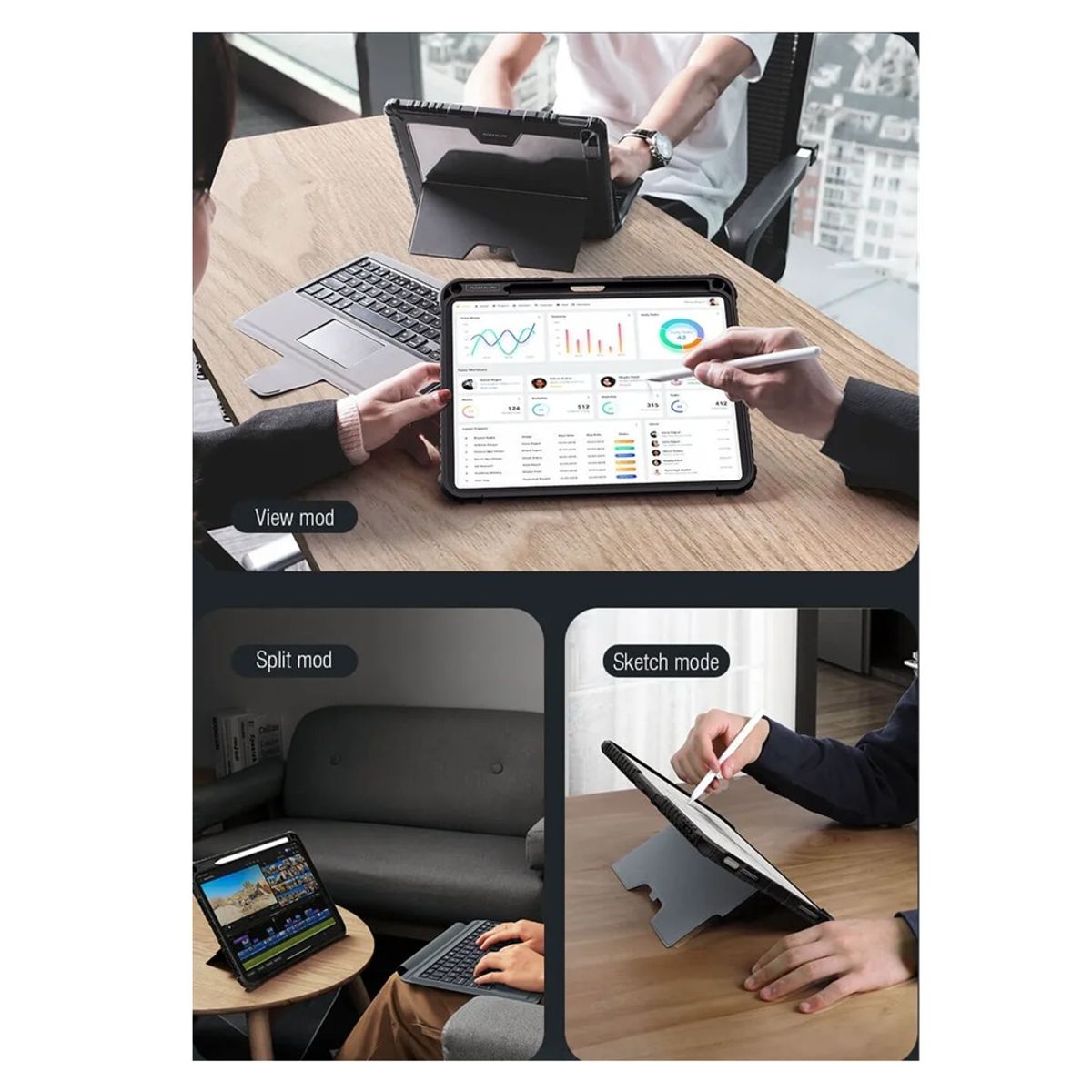 NILLKIN - CASE CON TECLADO NILLKIN PRO 12.9 PARA IPAD 2020-2021-2022 NEGRO