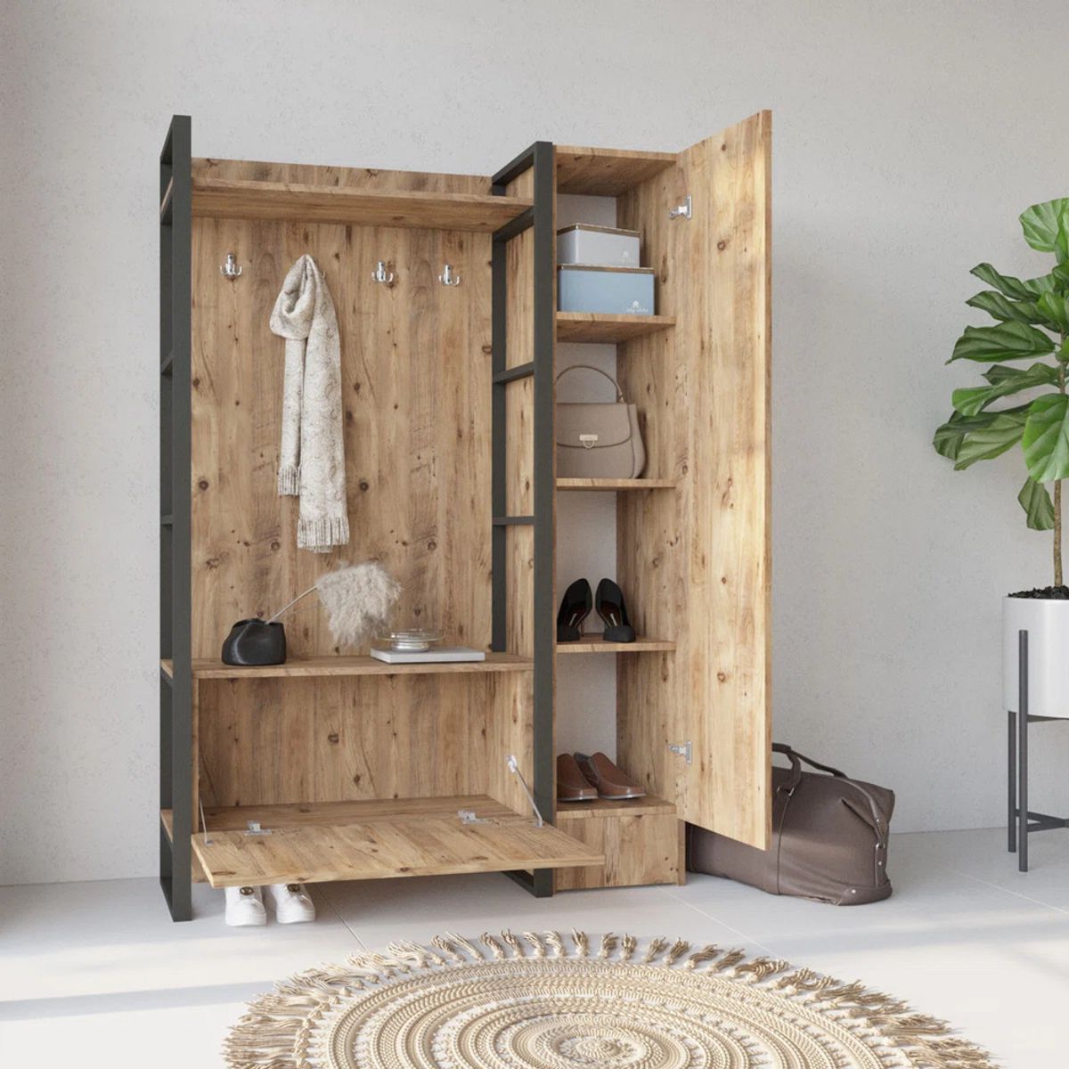 TU MESITA - Recibidor Perchero Industrial Nadia Duna con Espejo TU MESITA