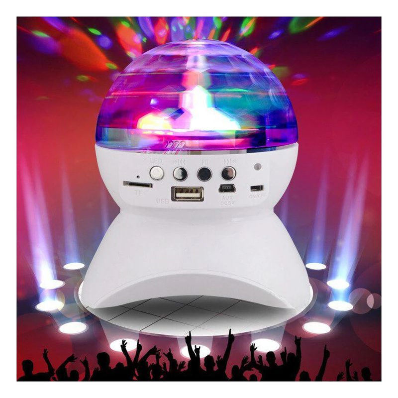 GENERICO - Pack4 Bocina Giratoria con Proyector de Bluetooth en Blanco