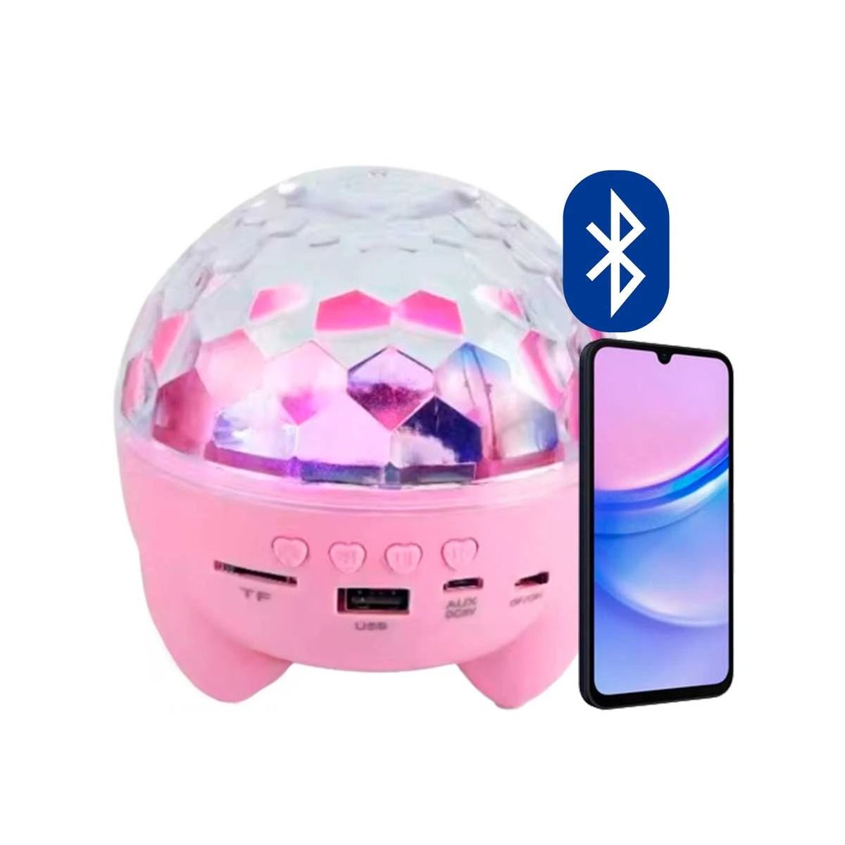 GENERICO - Bocina con Luces de Discoteca en Rosado Y+Post-it Adhesivos