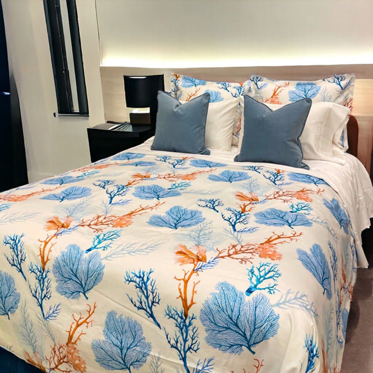 PLUMAS - Juego de Cubreduvet Coral 300 Hilos 100% algodón