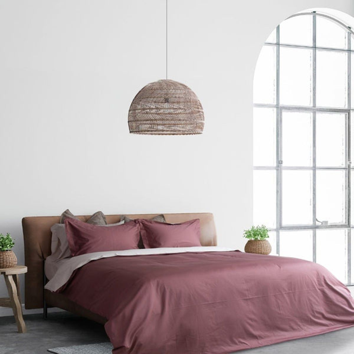 PLUMAS - Juego de Cubreduvet 400 Hilos 100% algodón pima Malva