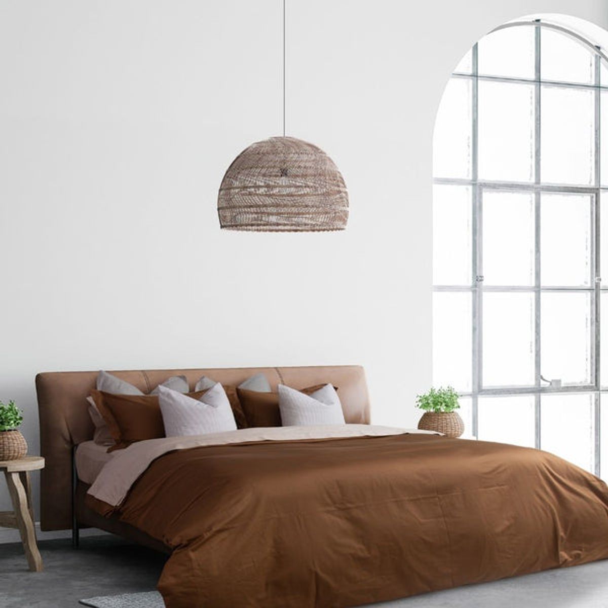 PLUMAS - Juego de Cubreduvet 400 Hilos 100% algodón pima Toffee