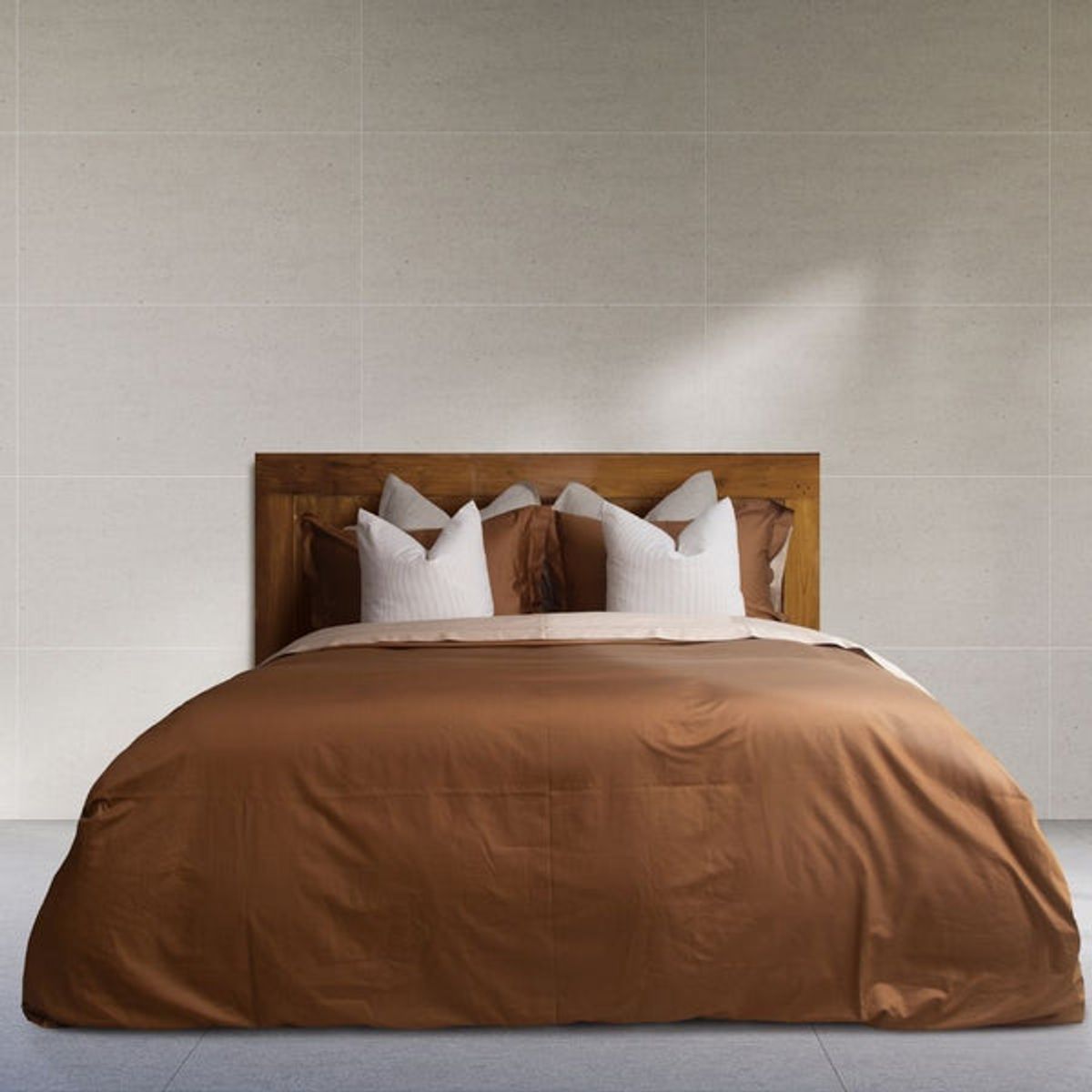 PLUMAS - Juego de Cubreduvet 400 Hilos 100% algodón pima Toffee