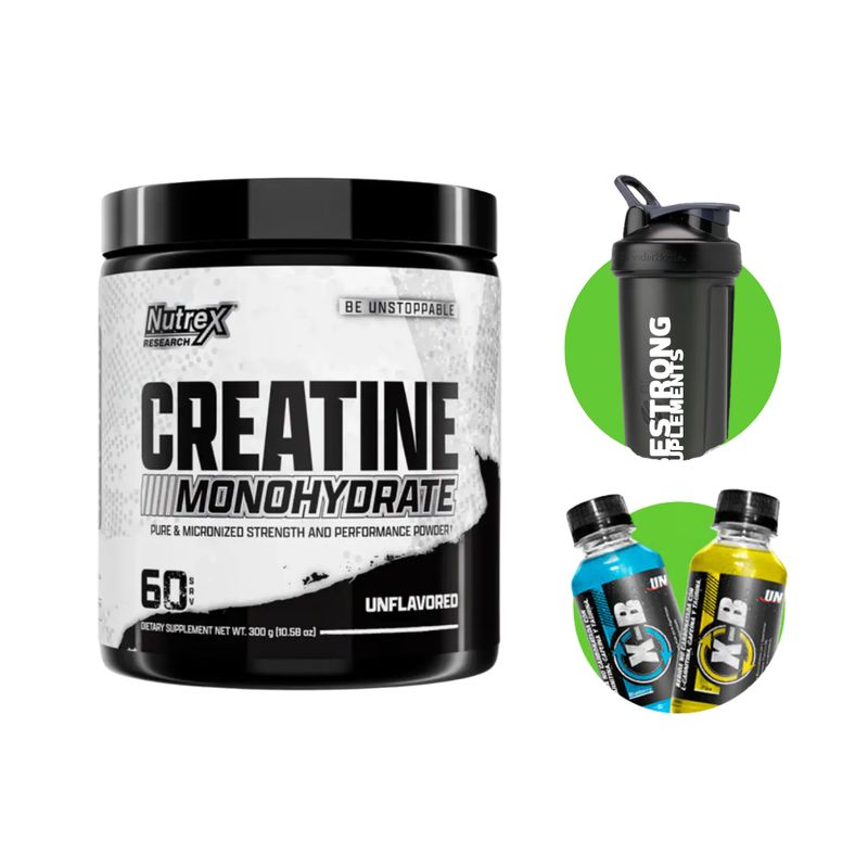 NUTREX RESEARCH - CREATINA MONOHIDRATADA NUTREX 300G + SHAKER + XB