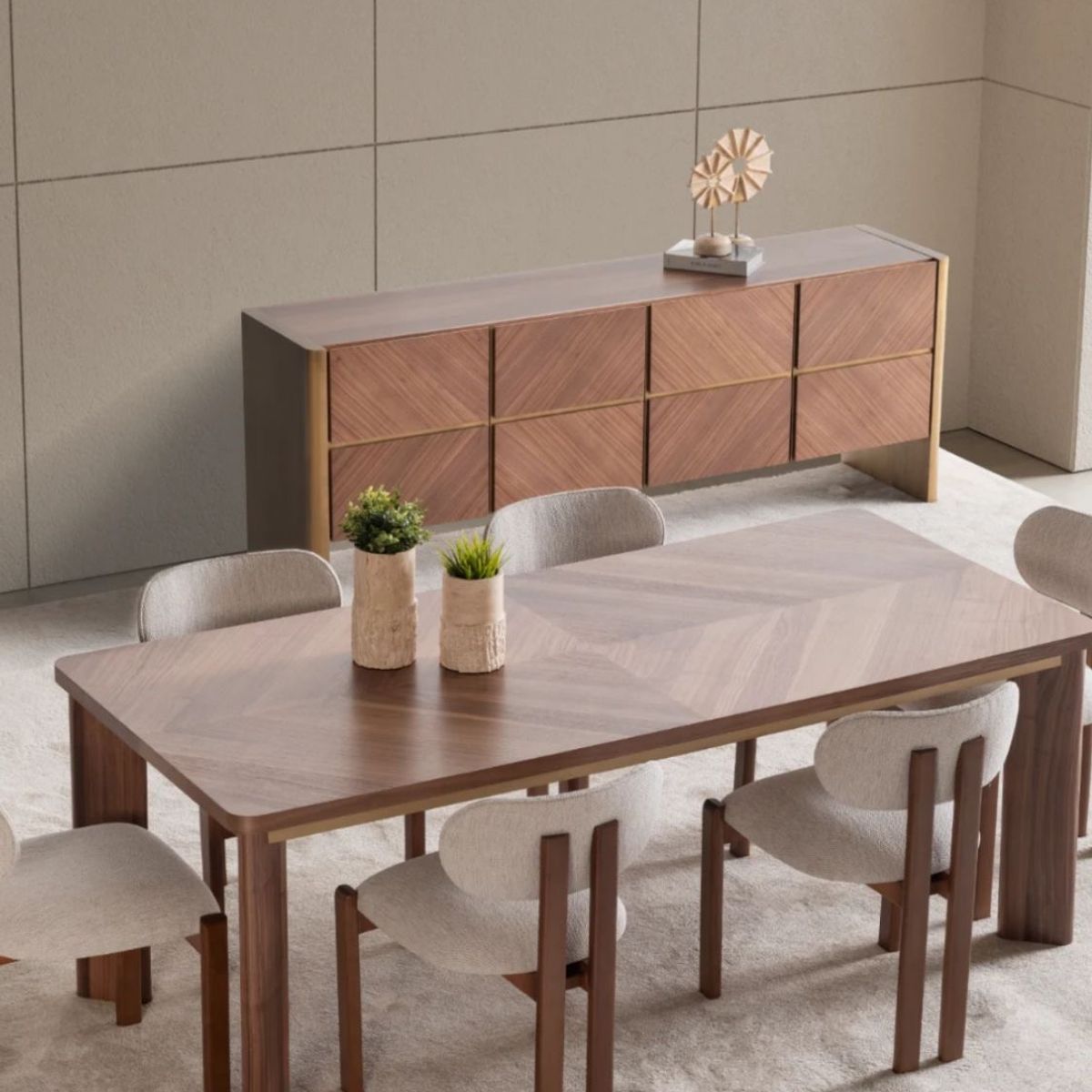 STIL NOVO - JUEGO DE COMEDOR 6 SILLAS VICTORIA BEIGE