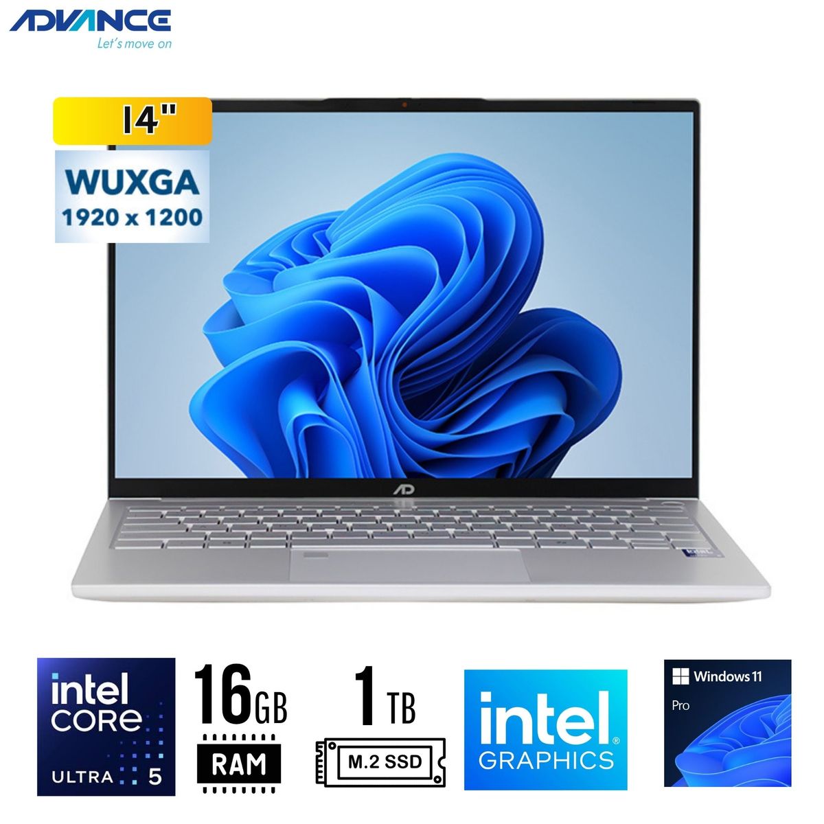 HP - LAPTOP ADVANCE NV7050 14" WUXGA IPS, Core Ultra 5 125H 16GB LPDDR5-6400 1TB SSD W11 PRO