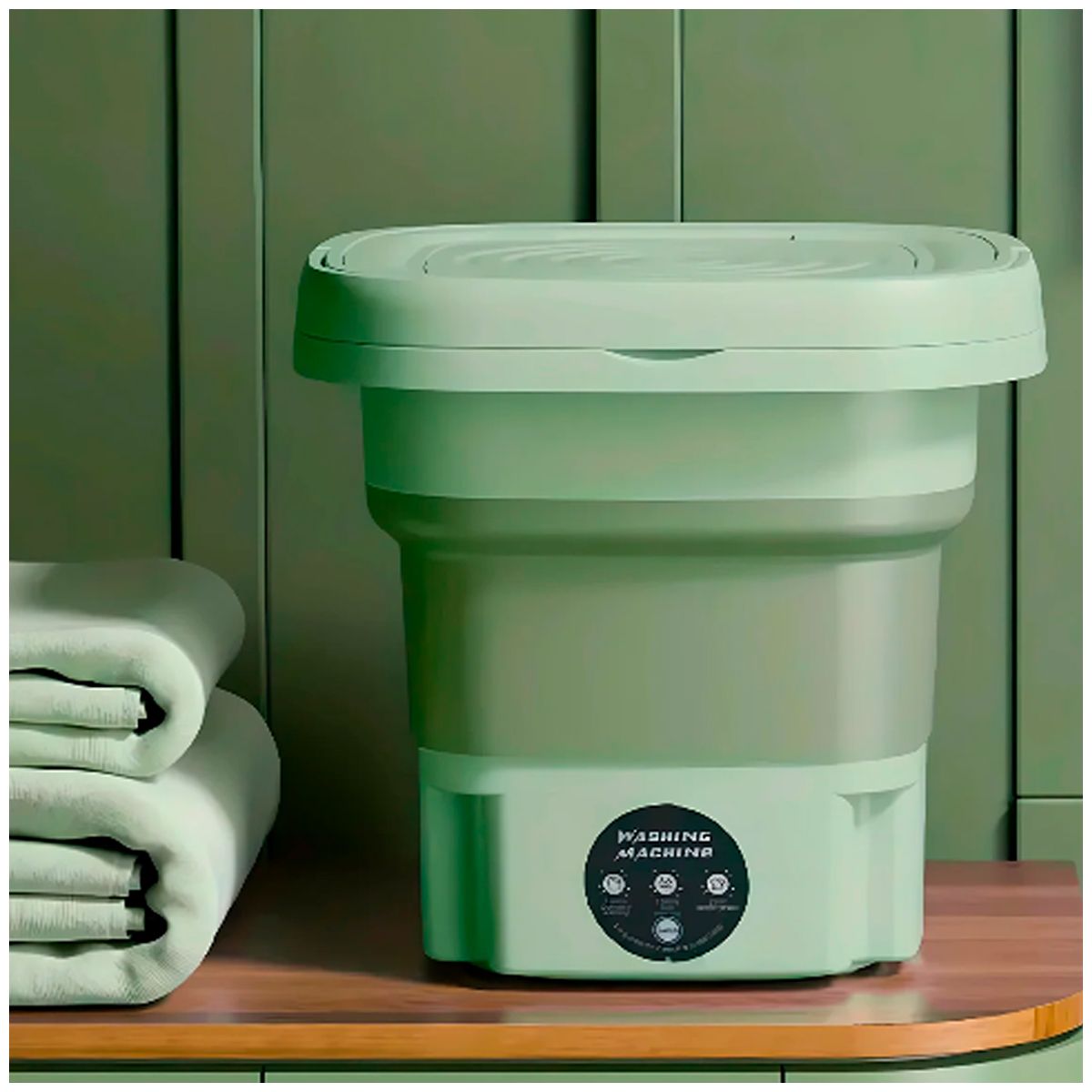 GENERICO - MINI LAVADORA DE ROPA PORTÁTIL PLEGABLE VERDE