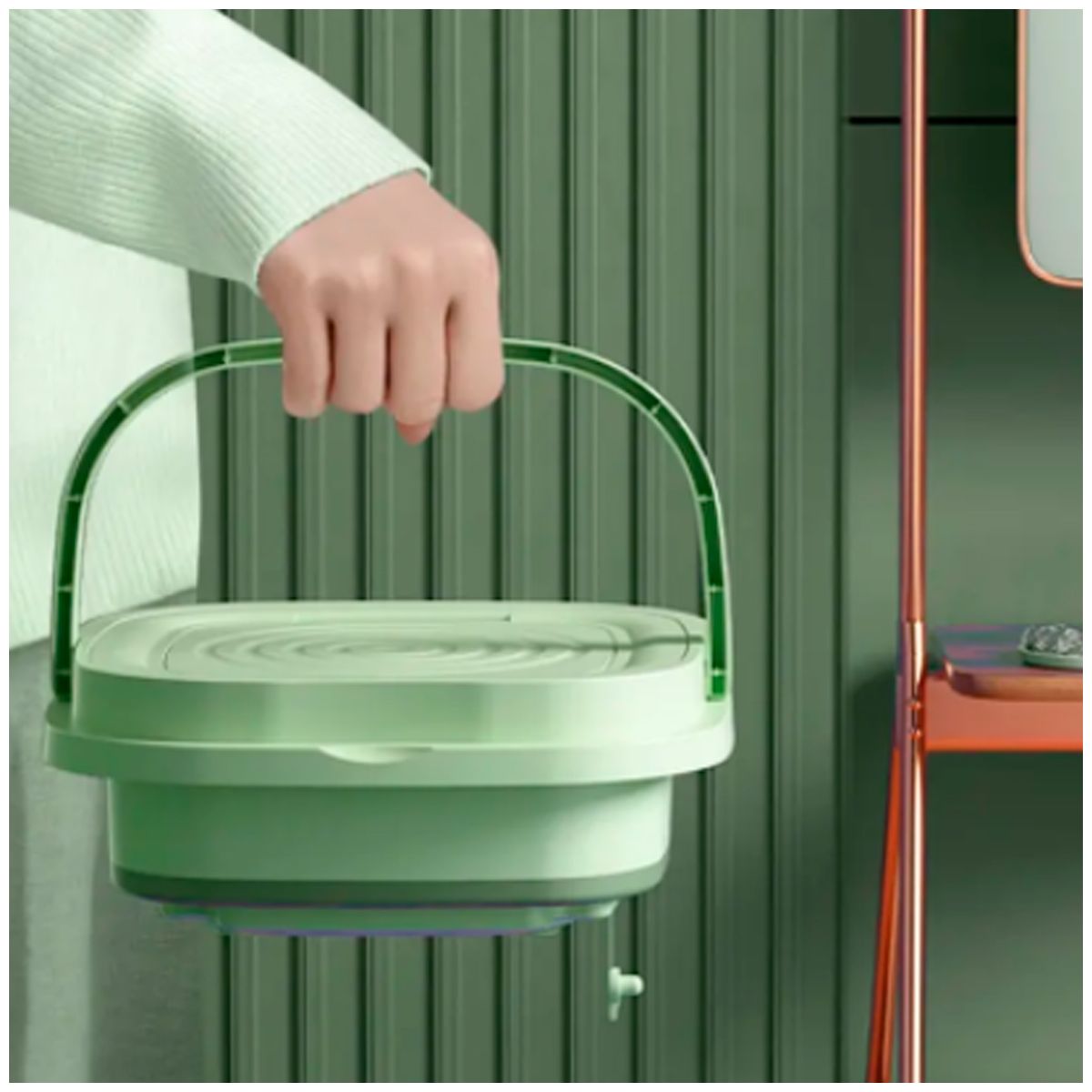 GENERICO - MINI LAVADORA DE ROPA PORTÁTIL PLEGABLE VERDE