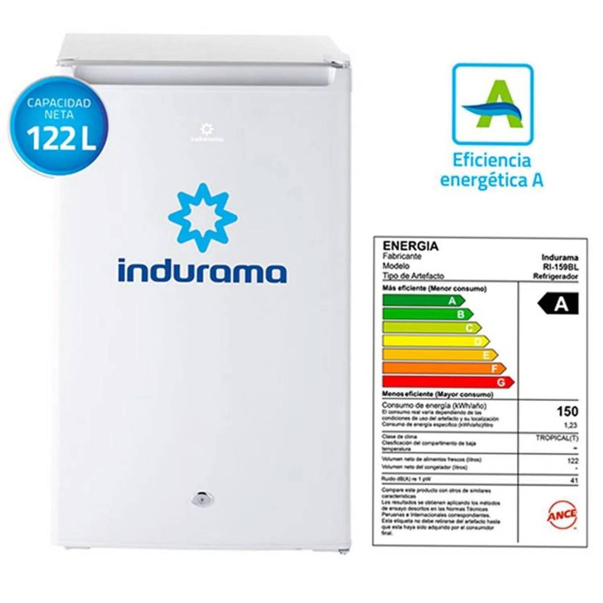 INDURAMA - FRIGOBAR INDURAMA RI-159BL BLANCO 122LITROS