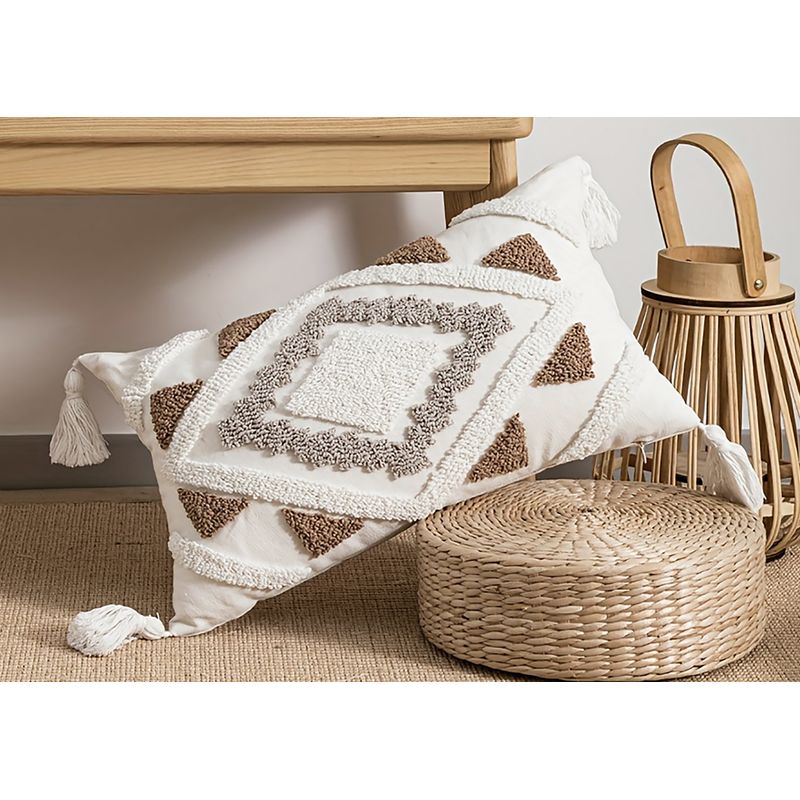 TEJICORP - Cojín Ingrid diseño 3D Boho chic 50 x 30 cm