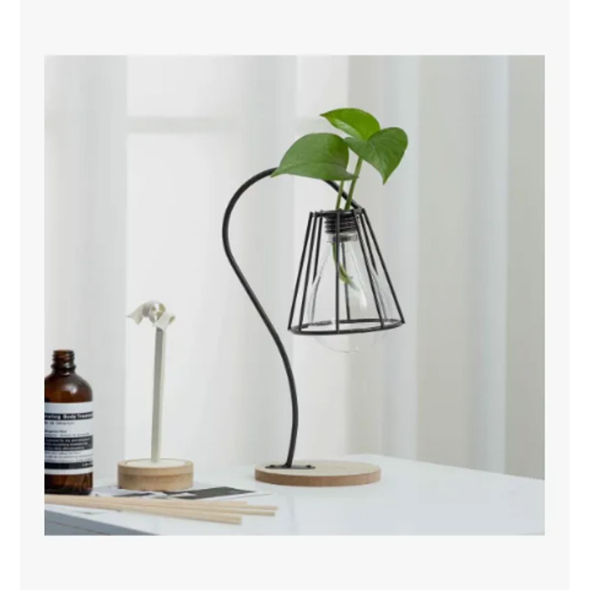 GENERICO - Soporte Decorativo Alto Para Sala Diseño De Lampara Negro