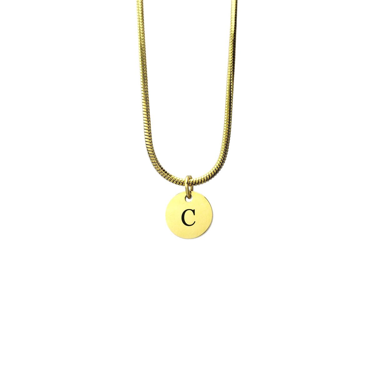 GENERICO - Collar Inicial Letra C Enchapado en Oro 18K Cadena Cola de Ratón para mujer