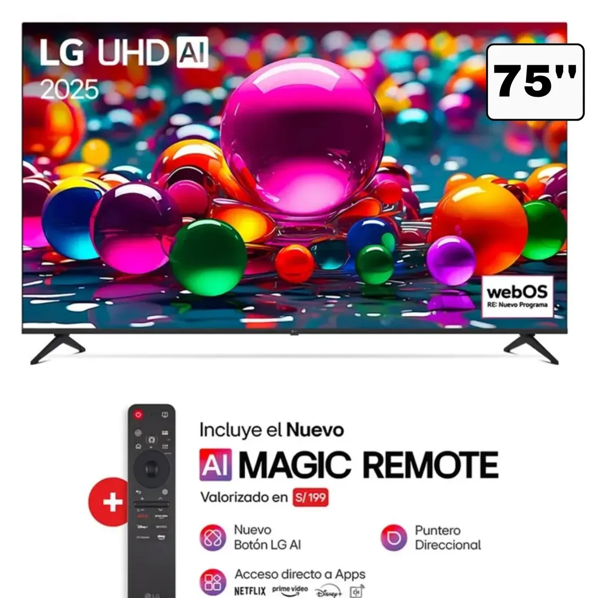 LG - Televisor LG 75 UHD 4K Smart TV ThinQ AI 75UA8050PSA 2025