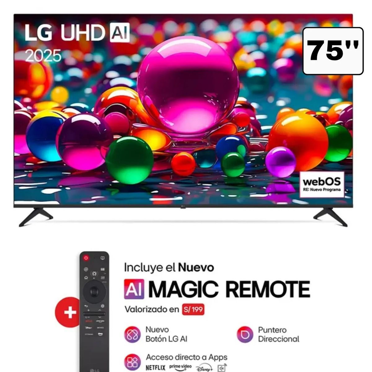 LG - Televisor LG 75 UHD 4K Smart TV ThinQ AI 75UA8050PSA 2025