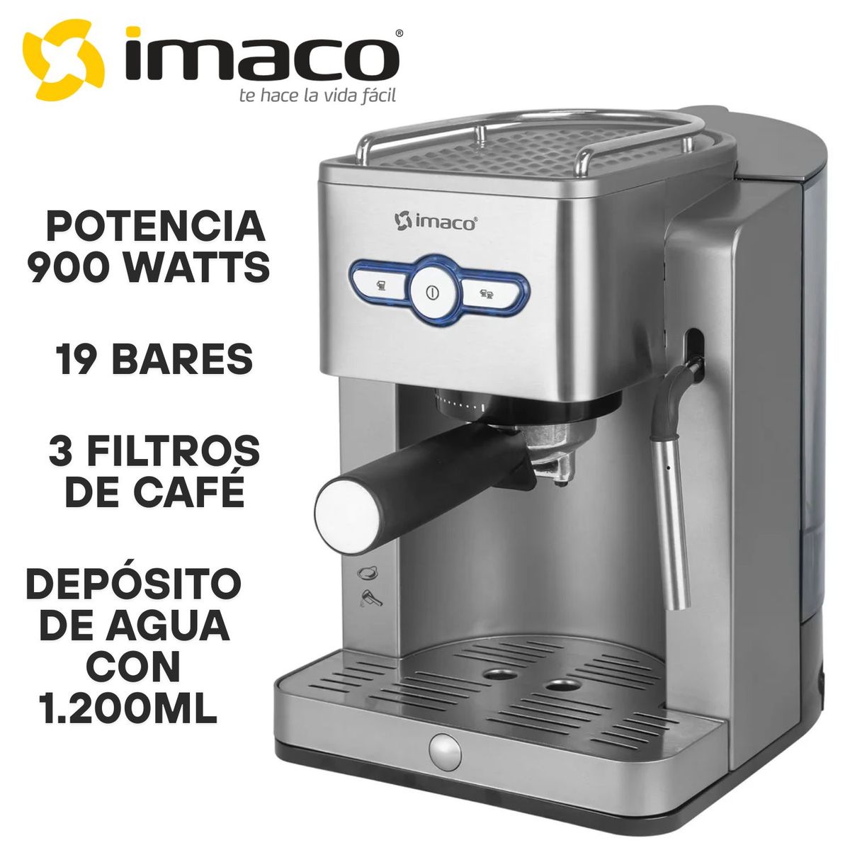 IMACO - Cafetera Expreso Imaco De 19 Bares IECM192T con Acabados Acero