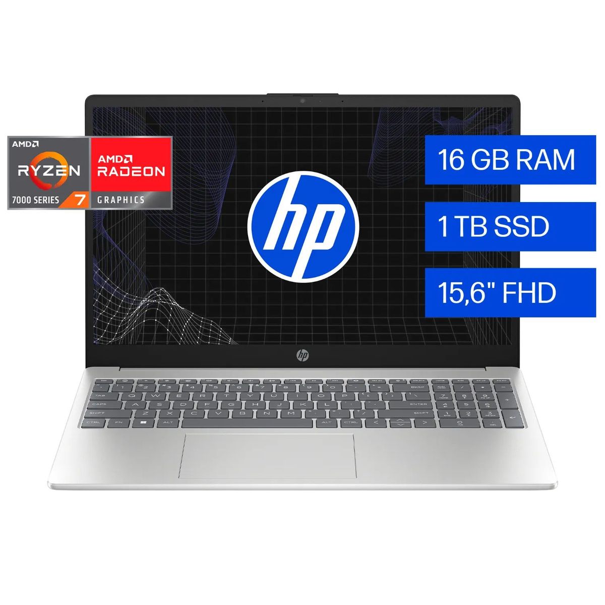HP - Laptop Hp AMD Ryzen 7 16GB 1TB SSD 15.6" FHD 15-fc0276la