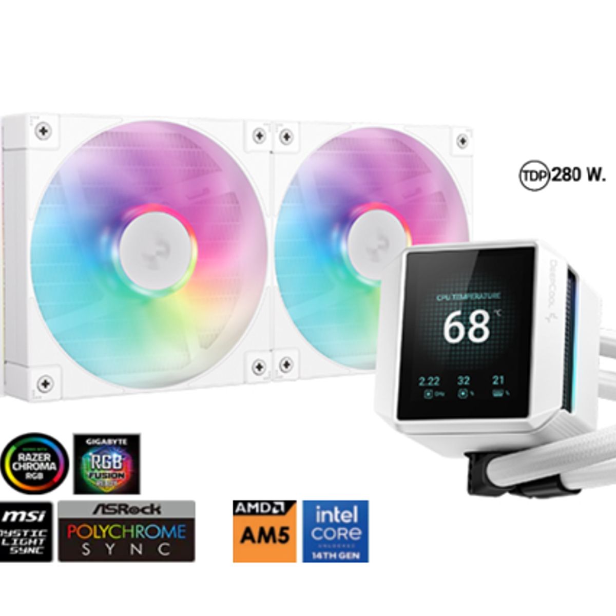 DEEPCOOL - Enfriamiento Liquido MYSTIQUE 240 WH ARGB 280 W. DeepCool