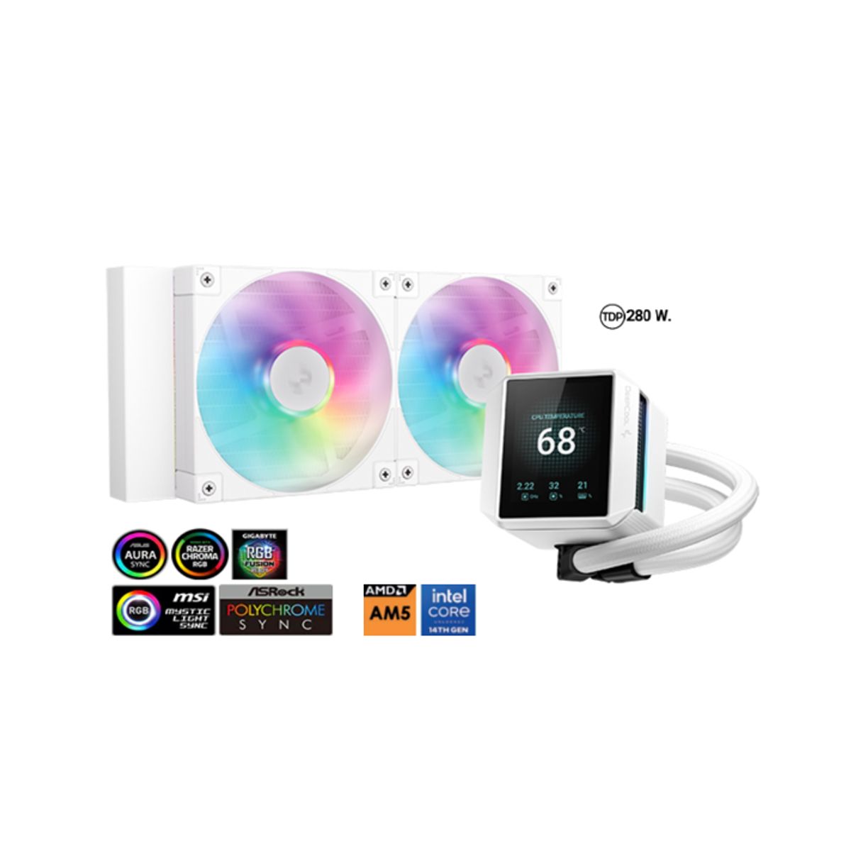 DEEPCOOL - Enfriamiento Liquido MYSTIQUE 240 WH ARGB 280 W. DeepCool