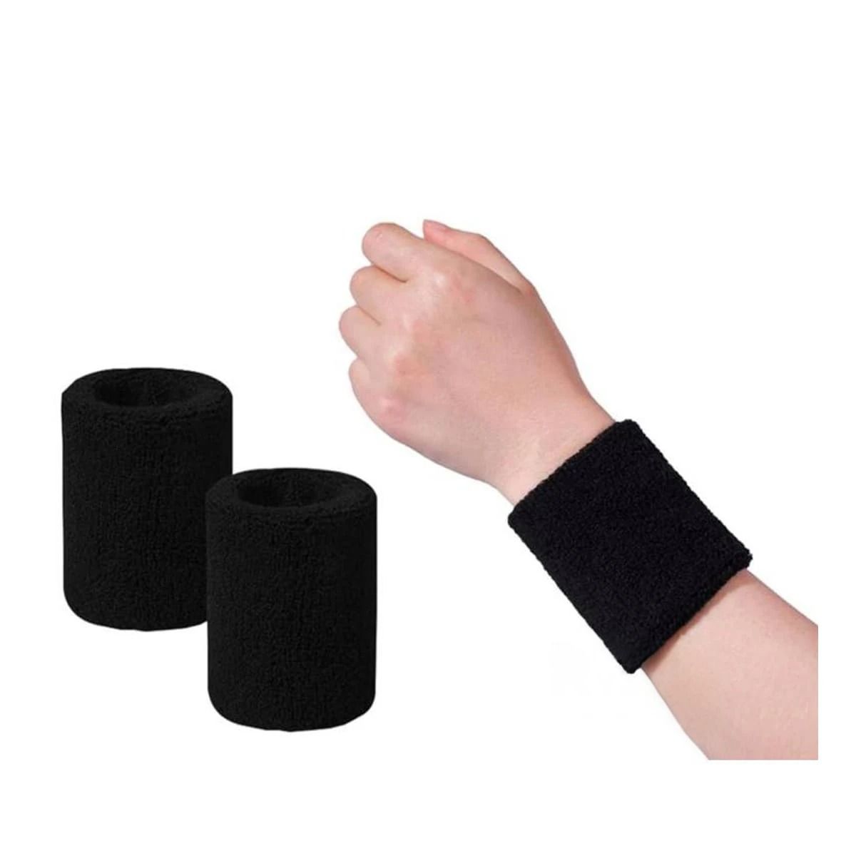 GENERICO - Muñequeras Deportivas Absorbentes de Algodon y Latex Negro