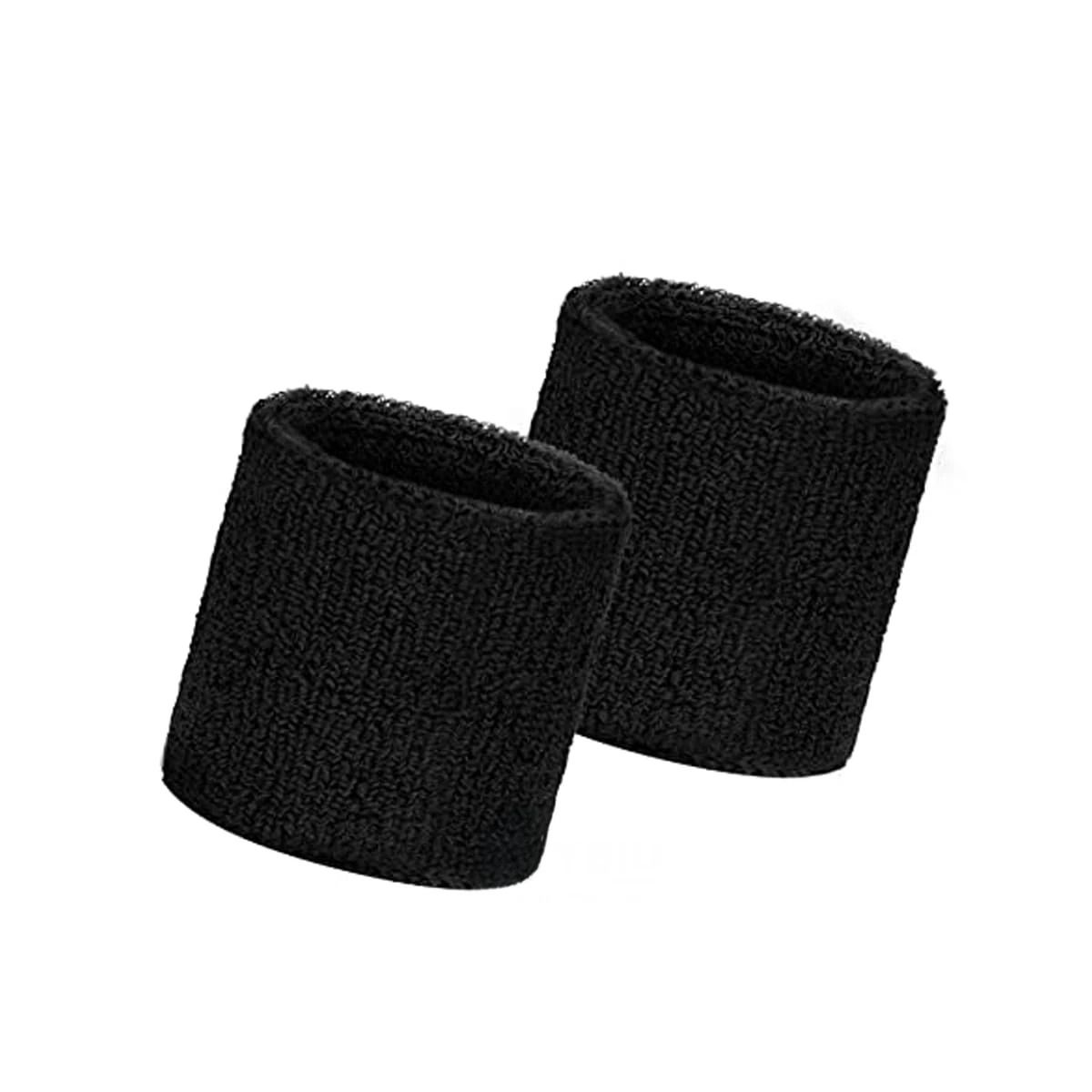GENERICO - Pack2 Muñequeras Deportivas Absorbentes Algodon Latex Negro