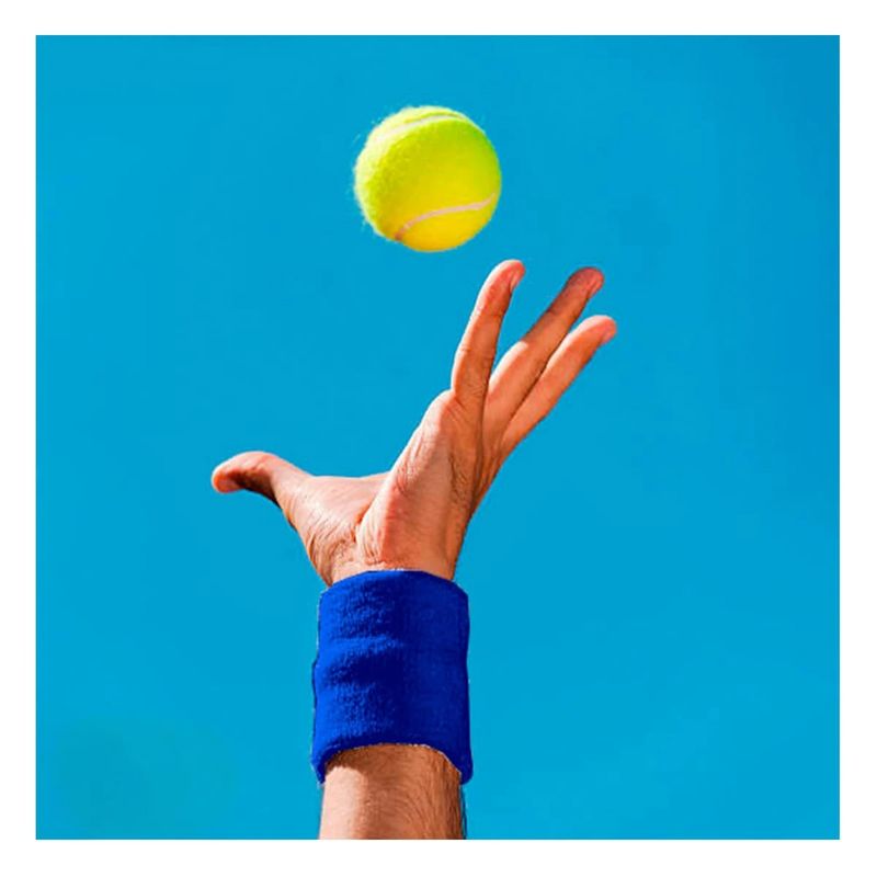 GENERICO - Pack2 Muñequeras Gruesas Tenis Azul Y+Banderitas Adhesivas