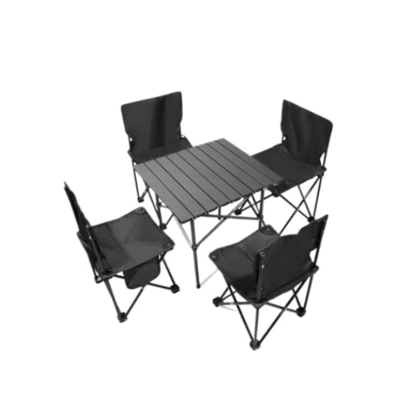 GENERICO - MESA PLEGABLE PORTÁTIL DE CAMPING + 4 SILLAS