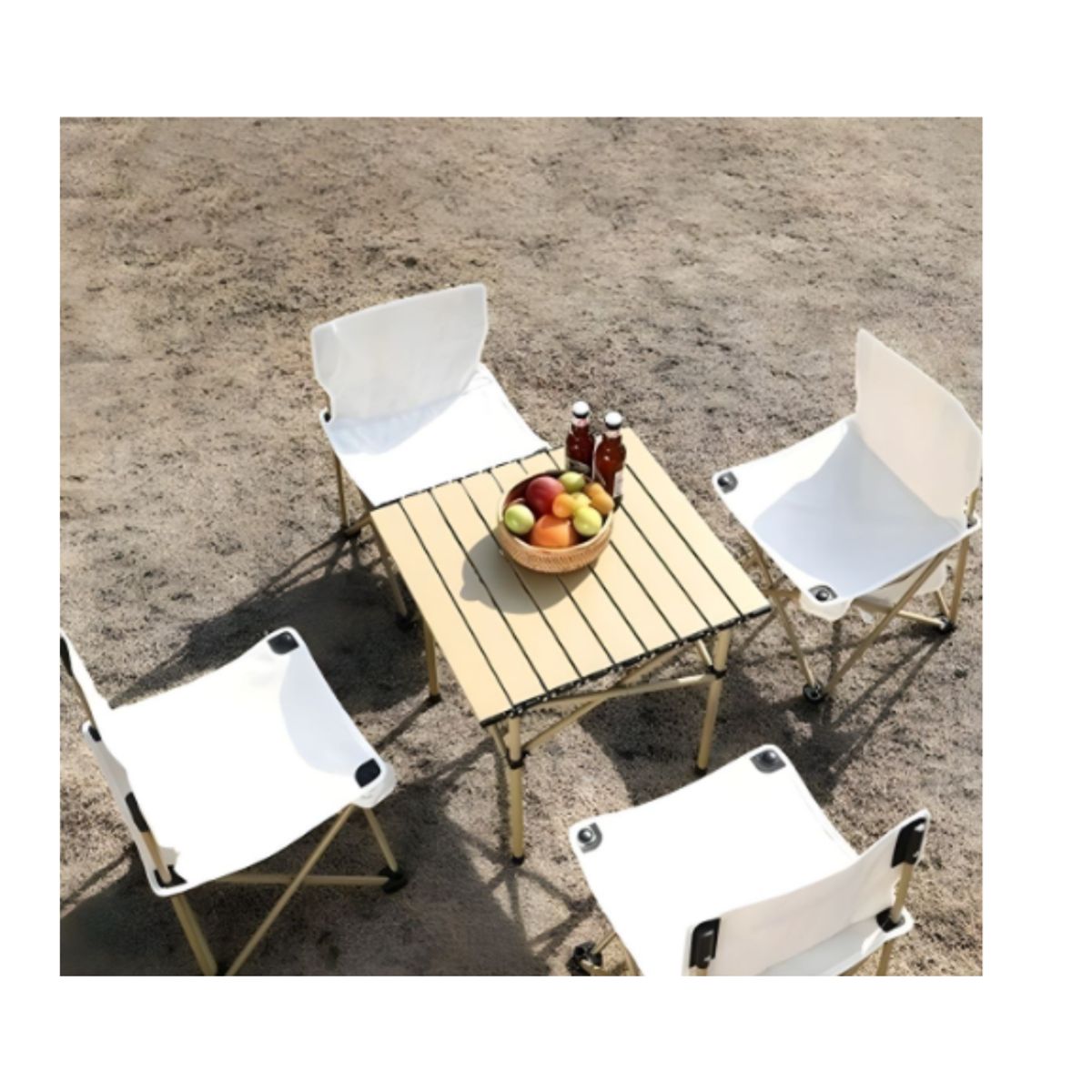 GENERICO - MESA PLEGABLE PORTÁTIL DE CAMPING + 4 SILLAS