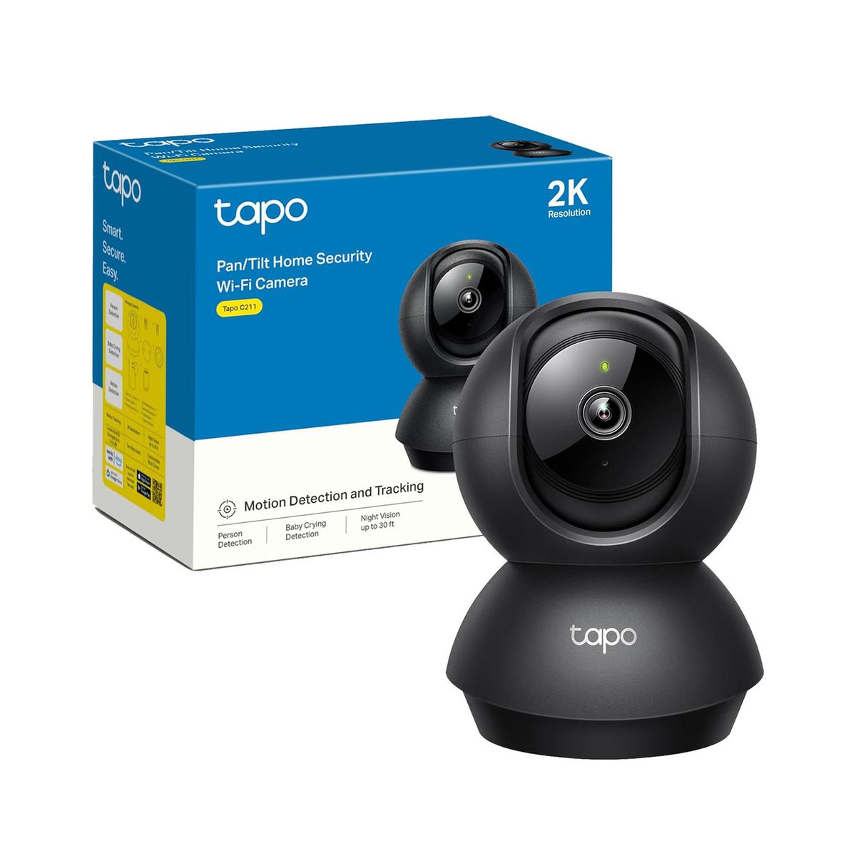 TP LINK - Tapo C211 3MP 2K Cámara Seguridad Wi-Fi Giratoria 360°