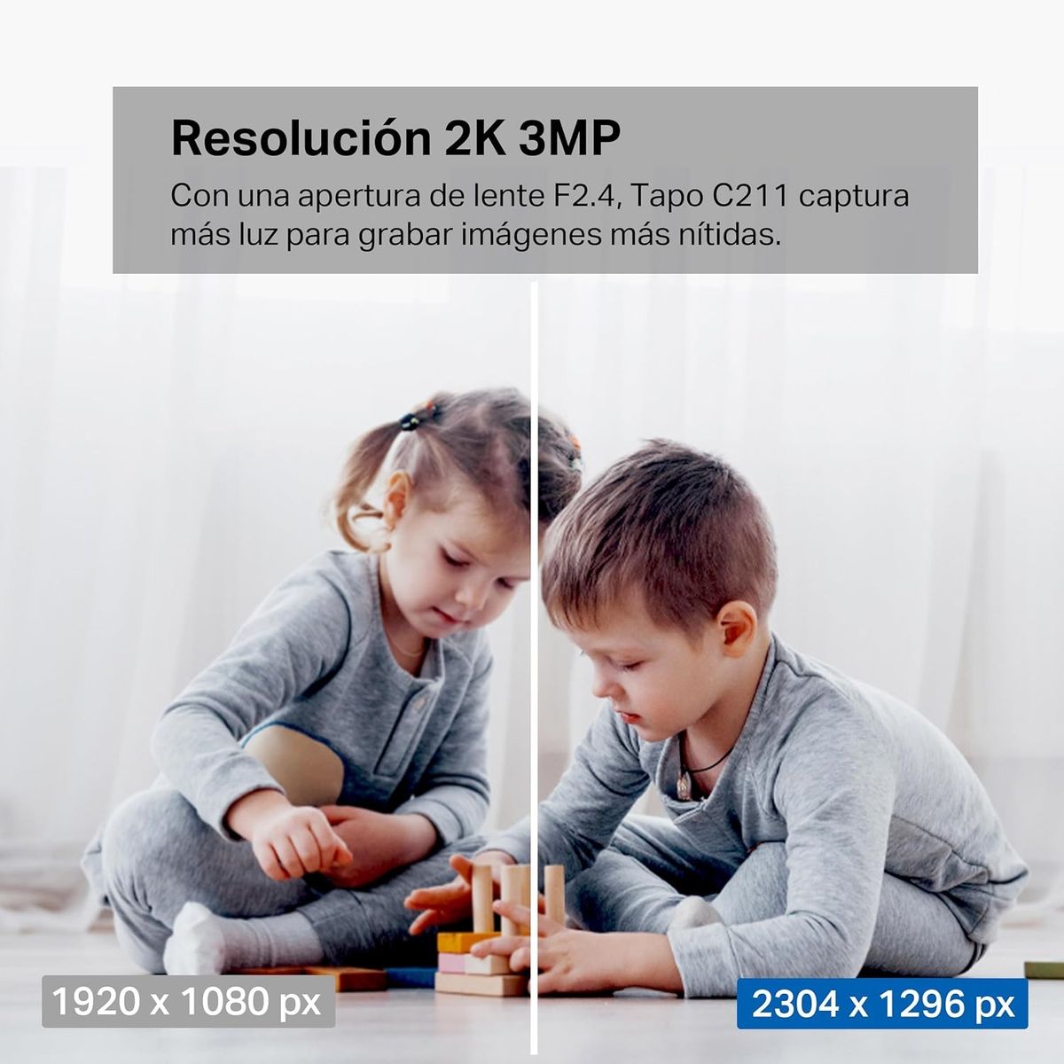 TP LINK - Tapo C211 3MP 2K Cámara Seguridad Wi-Fi Giratoria 360°