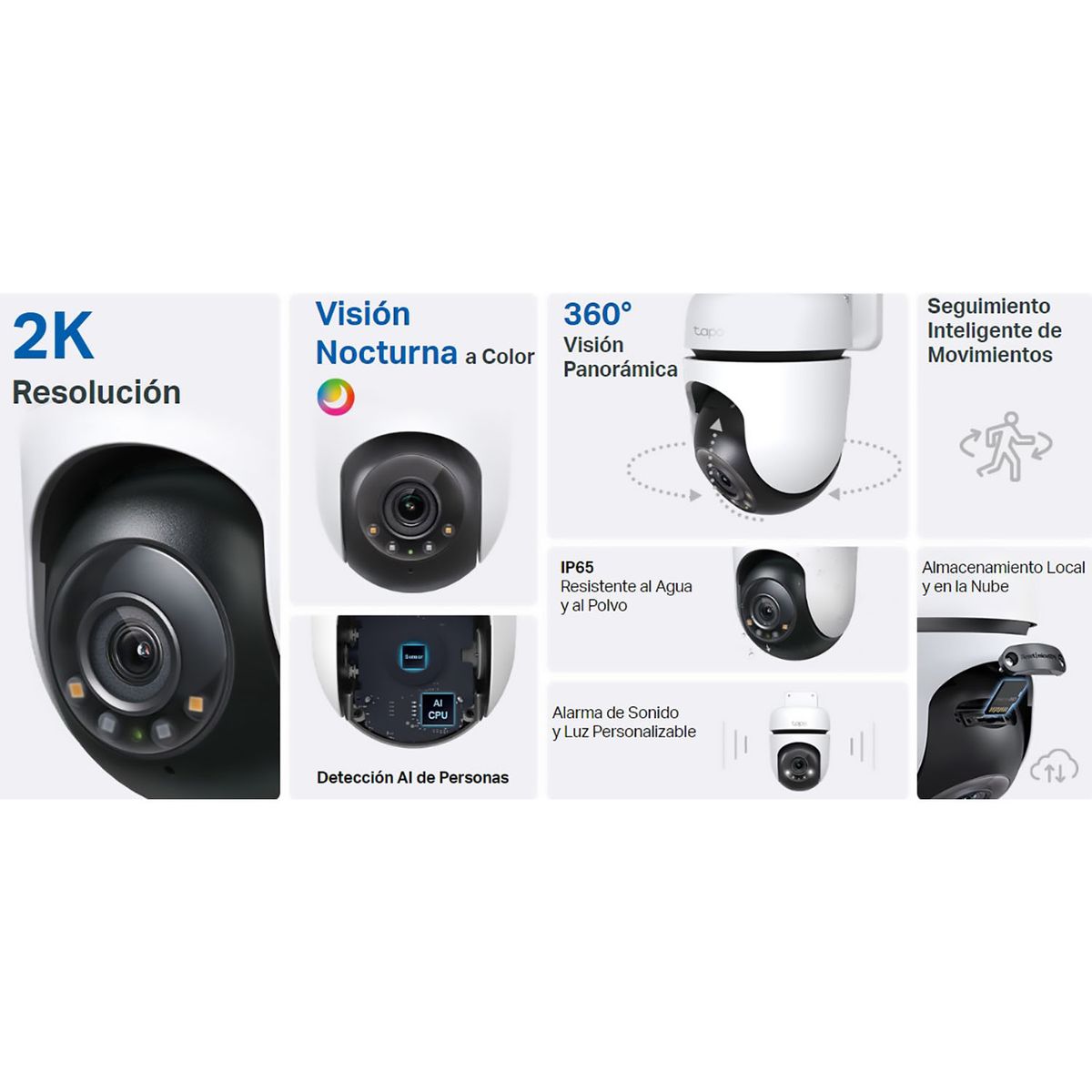 TP LINK - Tapo C510W 3MP 2K Cámara Seguridad Wi-Fi Exterior 360°