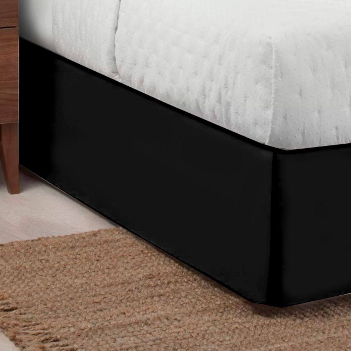 GENERICO - FALDON DE TARIMA 1 PLAZA ELEGANCE MICROFIBRA NEGRO 30CM