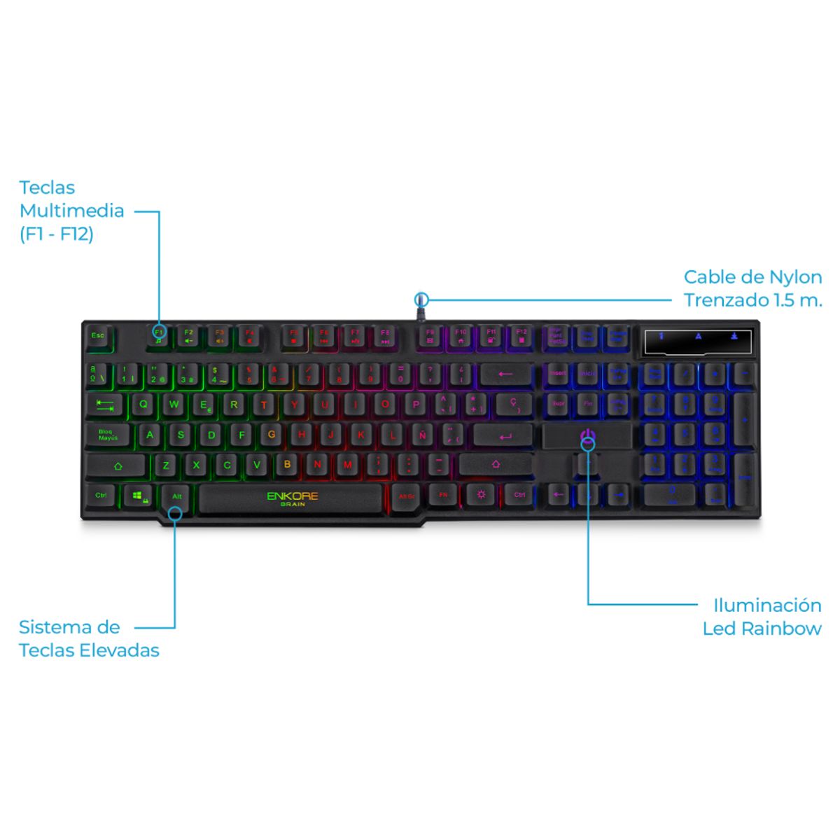 ENKORE - Kit Gamer 4 en 1, Teclado, Mouse, Audífono y Pad Mouse Enkore G1005-4